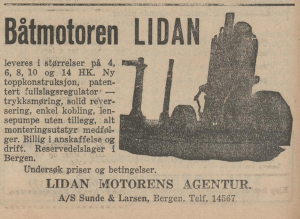 Reklame for Lidan i 1934