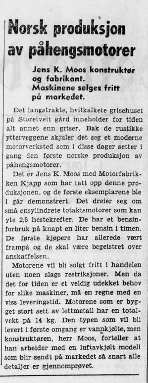 Notis fra Bergens Arbeiderblad, onsdag 9. juli 1952