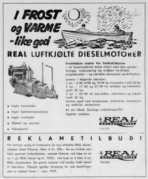 Reklame for luftkjølt diesel (Fiskaren 1959)