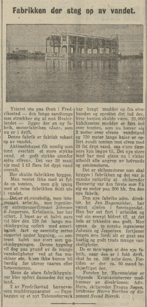 (1919) Artikkel om Motorfabrikken Jan - NHST