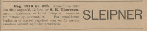 1910 - Varemerkeregistrering