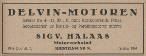 Sigv. Halaas - Delvin-motoren. (1925)