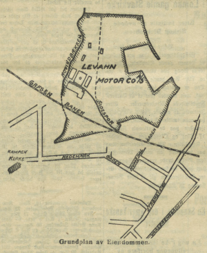 Kart over Levahn motorfabrikk (1922)