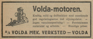Reklame for Volda-motoren fra 1932