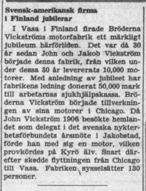 (1936) Artikkel om Wickström