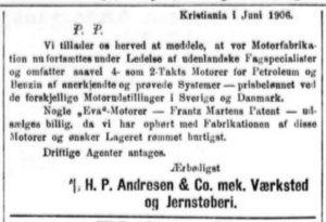 Reklame fra Aftenposten (1906)