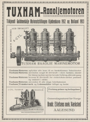 Reklame for Tuxham - Brødrene Ellefsen mek. Værksted (1917)