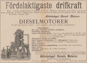reklame for AB Diesels Motorer